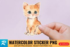 Cute Watercolor Kitten Sticker Clipart, Sticker PNG Clipart Product Image 1