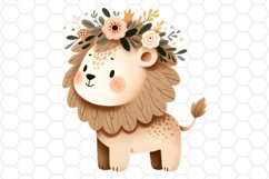 Cute Watercolor Lion Nursery Clipart Cute Lion PNG Design