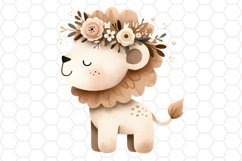 Cute Watercolor Lion Nursery Clipart Cute Lion PNG Design
