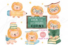 watercolor back to school clipart, student lion animal set Product Image 1