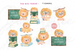 watercolor back to school clipart, student lion animal set Product Image 3