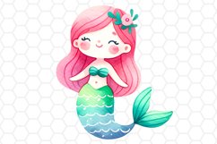 Cute Watercolor Mermaid Clipart Sublimation PNG