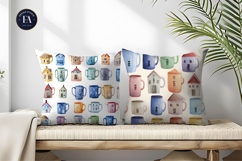 Mugs Shaped Like Tiny Houses Seamless Digital Paper Product Image 2