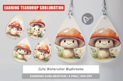 Earring Teardrop Watercolor Mushrooms Product Image 1