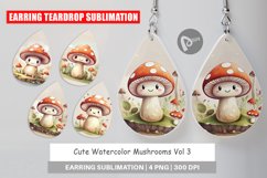 Earring Teardrop Watercolor Mushrooms Product Image 1
