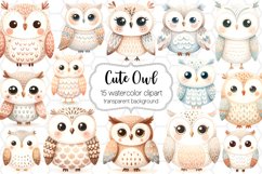 Cute Watercolor Owl Clipart Bundle PNG Designs