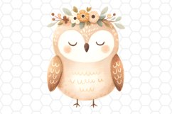 Cute Watercolor Owl Nursery Clipart Sublimation PNG
