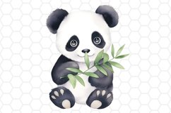 Cute Watercolor Panda Sublimation Cliparts