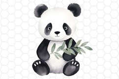 Cute Watercolor Panda Sublimation Cliparts