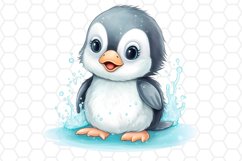 Cute Watercolor Penguin Nursery Clipart