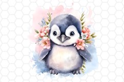 Cute Watercolor Penguin Nursery Clipart Sublimation