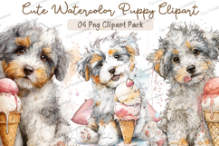 Cute Watercolor Puppy Clipart PNG Bundle, Adorable Dog Product Image 1