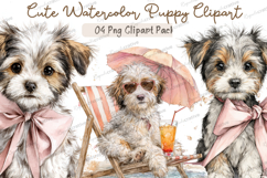 Cute Watercolor Puppy Clipart PNG Bundle,Adorable Dog Product Image 1