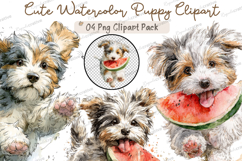 Cute Watercolor Puppy Clipart PNG Bundle, Adorable Dog Product Image 1