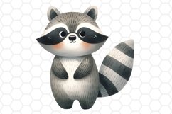 Cute Watercolor Raccoon Clipart Sublimation PNG