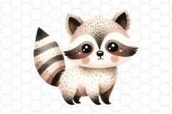 Cute Watercolor Raccoon Clipart Sublimation PNG