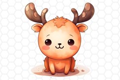Cute Watercolor Reindeer Sublimation Clipart