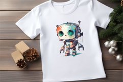 Cute Watercolor Robots. TShirt Sticker. Product Image 6