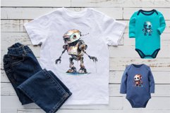 Cute Watercolor Robots. TShirt Sticker. Product Image 7