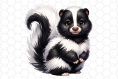Cute Watercolor Skunk Clipart Sublimation PNG