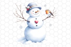 Cute Watercolor Snowman Sublimation Clipart