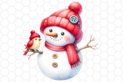 Cute Watercolor Snowman Sublimation Clipart