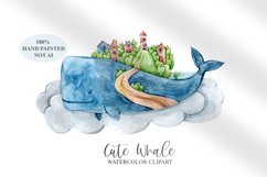 Watercolor cute sperm whale clipart / ocean animal- 1png Product Image 1