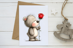 Cute watercolor teddy bear love clipart Product Image 3
