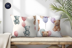 Pastel Teddy Bears with Balloons Seamless Digital Paper Product Image 2