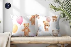 Teddy Bears Holding Colorful Balloons Digital Paper Product Image 2