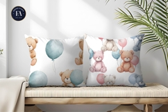 Adorable Teddy Bears Balloons Seamless Pattern Digital Paper Product Image 2