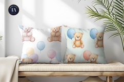 Teddy Bears with Balloons Watercolor Artwork Digital Paper Product Image 2