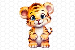 Cute Watercolor Tiger Nursery Clipart Sublimation