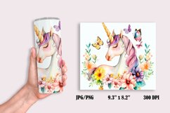 Cute Watercolor Unicorn Tumbler Wrap Sublimation Design Product Image 2
