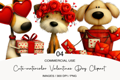 cute-watercolor valentines dog clipart Product Image 1