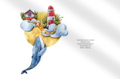 Watercolor cute whale clipart/ underwater sublimation- 1 png Product Image 2