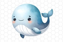 Cute Watercolor Whale Clipart Whale PNG Design