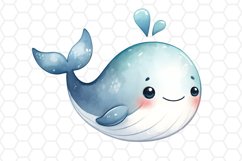 Cute Watercolor Whale Clipart Whale PNG Design