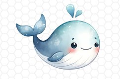 Cute Watercolor Whale Clipart Whale PNG Design