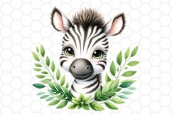 Cute Watercolor Zebra Nursery Clipart Sublimation PNG