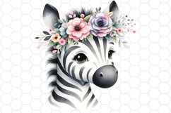 Cute Watercolor Zebra Nursery Sublimation Clipart