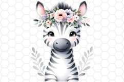 Cute Watercolor Zebra Nursery Sublimation Clipart