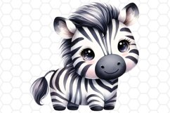 Cute Watercolor Zebra Nursery Sublimation Clipart