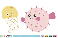 Cute marine animal clipart for nursery room decor