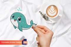 Cute Whale Sticker, Cute Sea Animal Sticker, Ocean life Art Product Image 1
