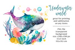 Cute Whale clipart. Sea animal character design Product Image 2