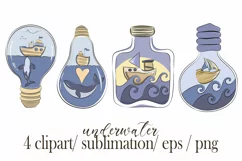 Cute whale clipart / sublimation file - 4 EPS/ PNG Product Image 1