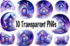 Cute Haunted House Clipart Bundle 10 Purple Halloween PNGs Product Image 10