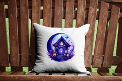 Cute Haunted House Clipart Bundle 10 Purple Halloween PNGs Product Image 2