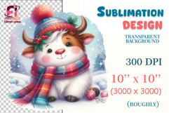 Cute white cow in watercolor style for cards, stickers and printing.